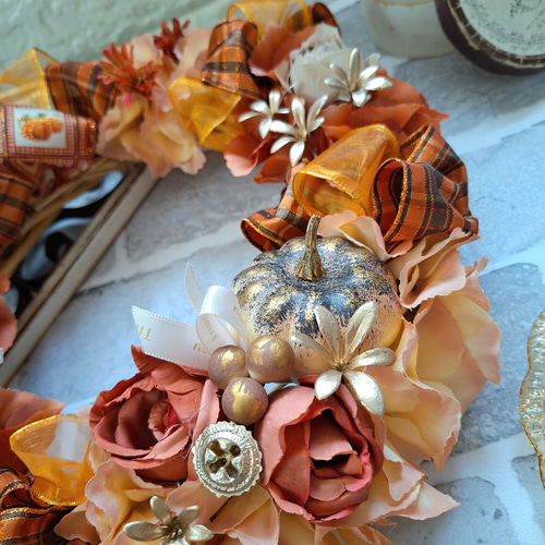 ハロウィンリース( 29.5cm)＊ブラッディオレンジの華やかピルエット