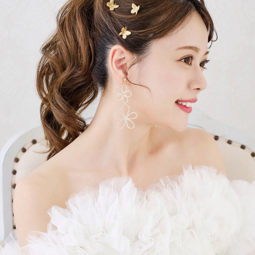 L 髪飾り ヘアピン ヘアドレス ヘアアレンジ ウエディング MA251 蝶々アレンジピン ヘアピン ウェディング ブライダル 花嫁