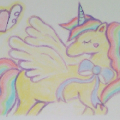 手描き☆ 有翼ユニコーン塗り絵 ～ハガキサイズ～ 絵画 らっきぃ