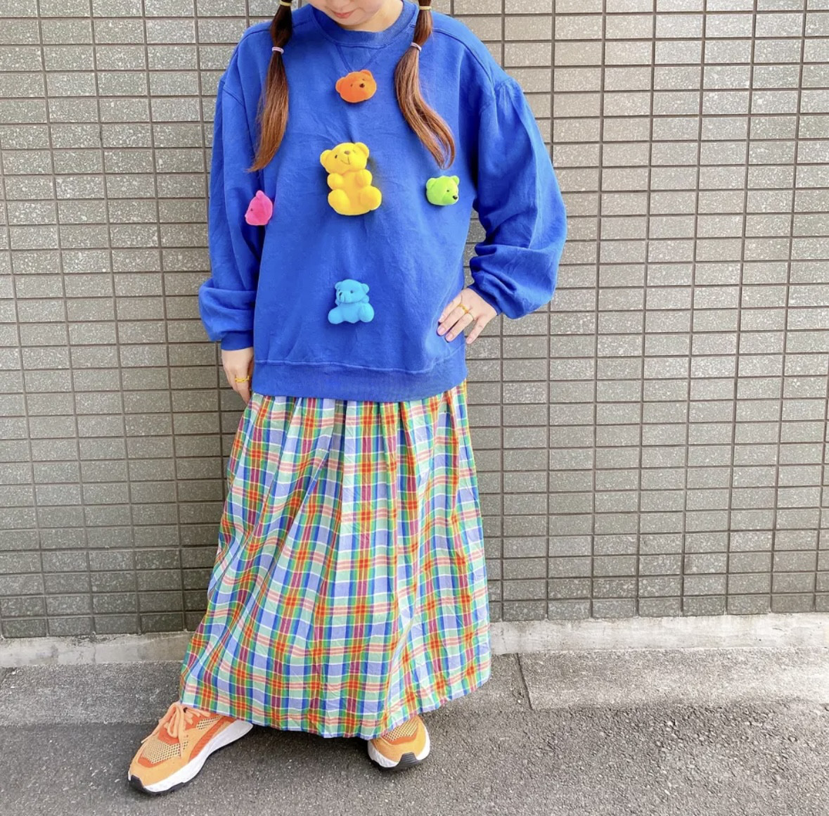 古着　ヴィンテージ　vintage sweat スウェット　トレーナー　リメイク　リメイクsweat くま　カラフル
