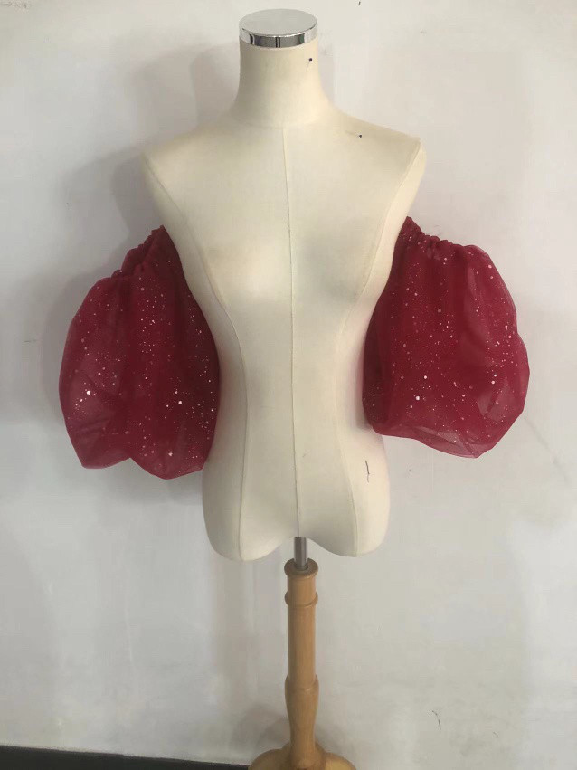 大人気上昇ワインレッド ボブスリーブ 取り外し袖 ショルダーの付け袖 パフスリーブ