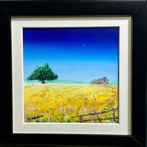 青空と小麦畑の見える丘 絵画 washio-art 通販 18232836｜Creema