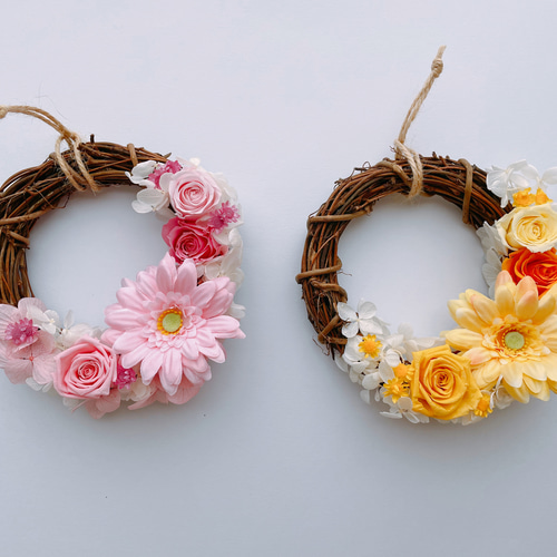 ❁推し活応援❁ 選べる2色 プリザーブドフラワー ミニリース 黄色