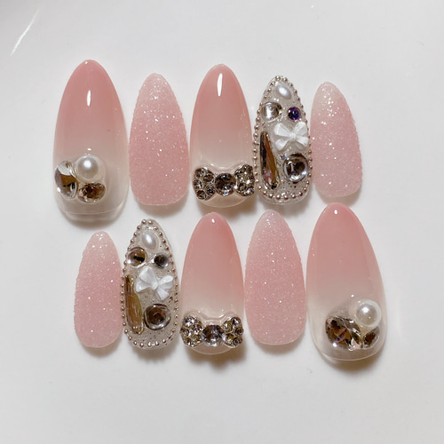 サイズオーダー ネイルチップ シュガーネイル グラデーション 埋め  