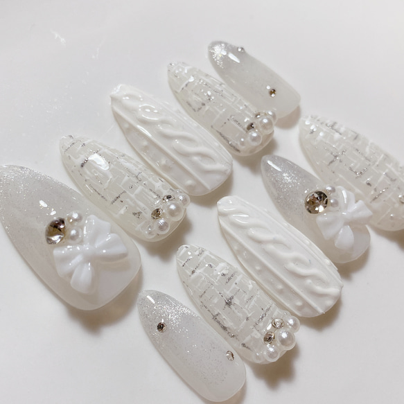 サイズオーダー ネイルチップ ツイード ニットネイル マグネット  