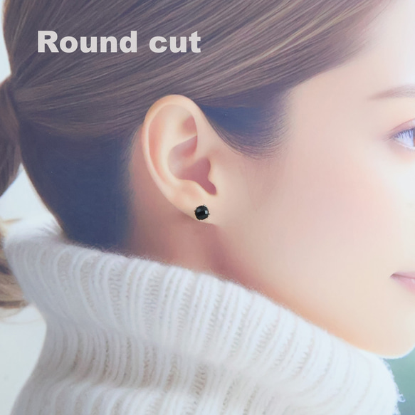 3点セット シンプルに輝く！オニキス＆ステンレス つけっぱなし ミニピアス バーピアス アレルギー対応 天然石 シルバー 3枚目の画像