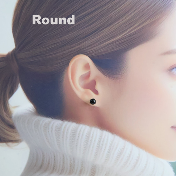3点セット シンプルに輝く！オニキス＆ステンレス つけっぱなし ミニピアス バーピアス アレルギー対応 天然石 シルバー 2枚目の画像