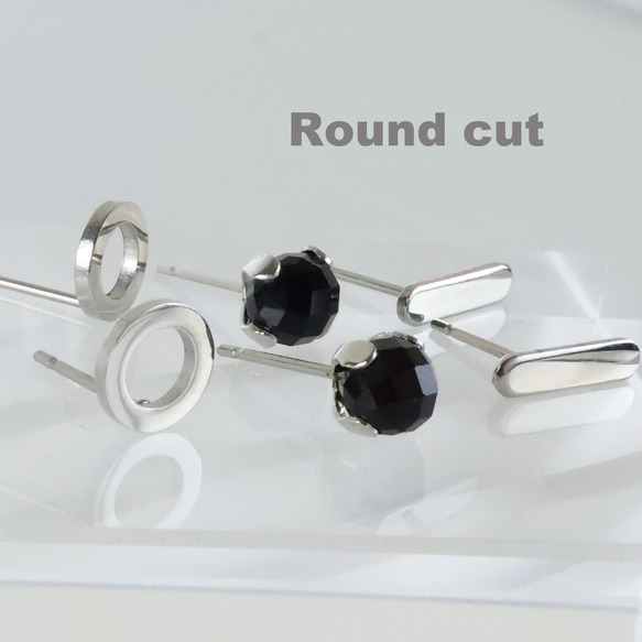 3点セット シンプルに輝く！オニキス＆ステンレス つけっぱなし ミニピアス バーピアス アレルギー対応 天然石 シルバー 5枚目の画像