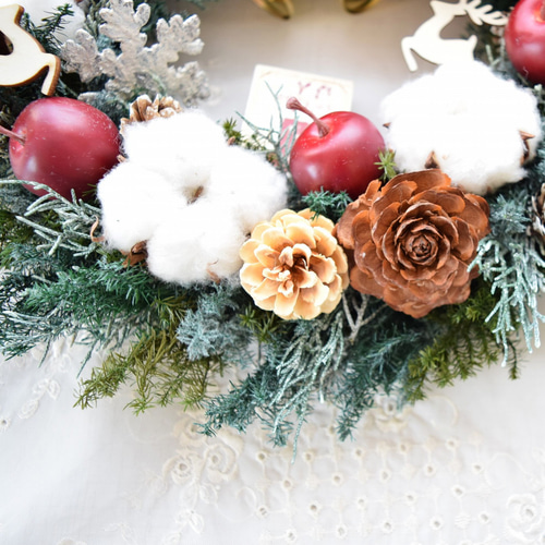 «823»◤完売◢早割りクリスマスリース*ゴールドリボン*華やかな可愛いリース 早割クリスマス2024/ベルが鳴る！！大きなリボンのクリスマス