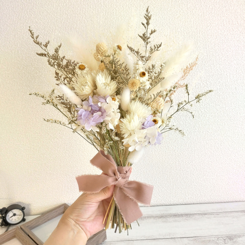 記念日を彩るドライフラワー くすみピンクのブーケ&ブートニア くすみ