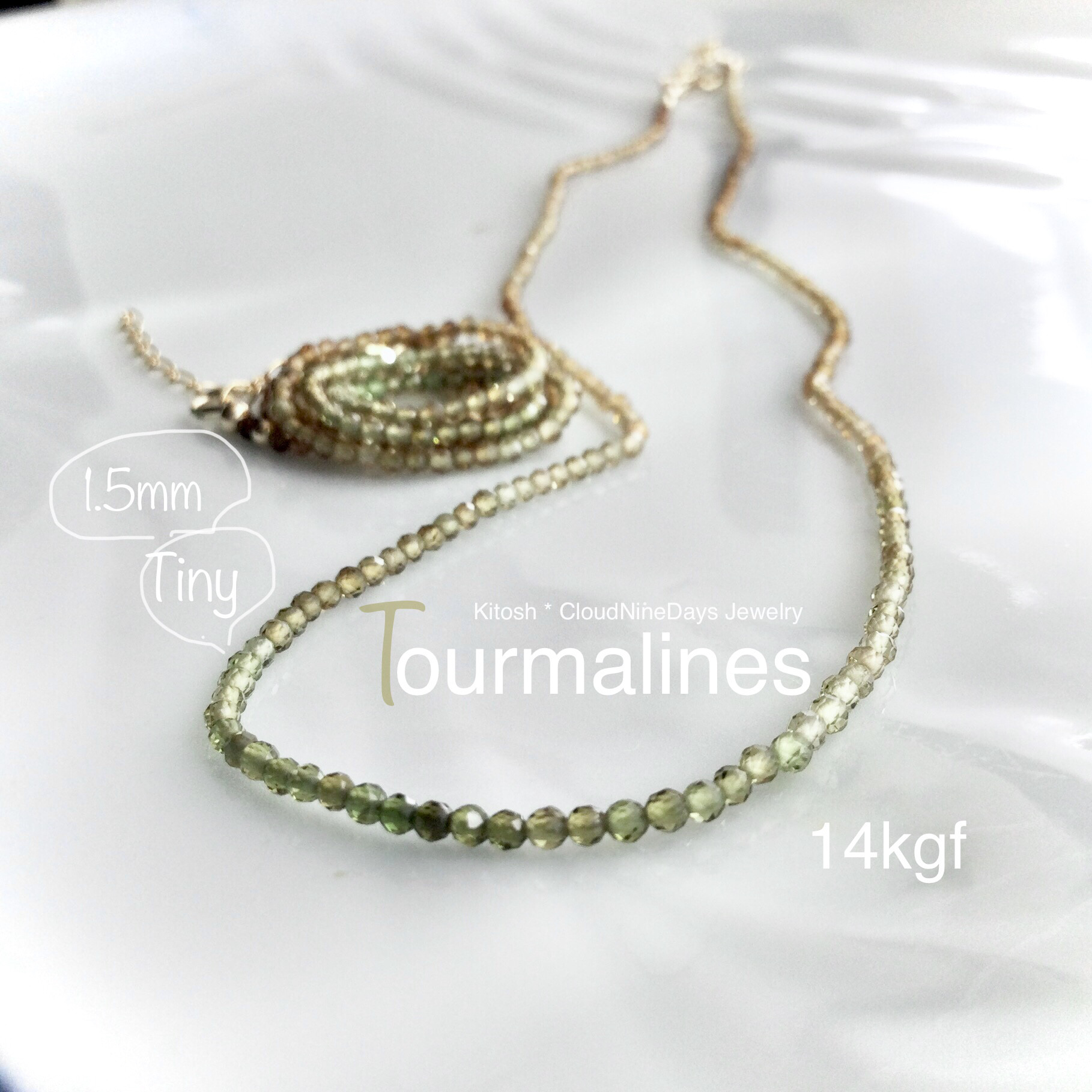 ヌーディーなペトロトルマリン⚫︎超極小貴石⚫︎14kgf⚫︎10月誕生石⚫︎繊細で自由な貴方へ⚫︎38cm〜