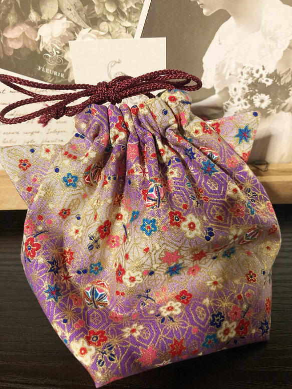 ｎｅｋｏ様 持ち手付き巾着袋 ハンドメイド ハンドメイド 和柄の猫耳巾着袋 巾着袋 Handmade shop ふくむぎ 通販