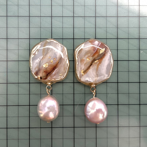 大理石風ニュアンスピアス・イヤリング ピアス（スタッド・一粒  