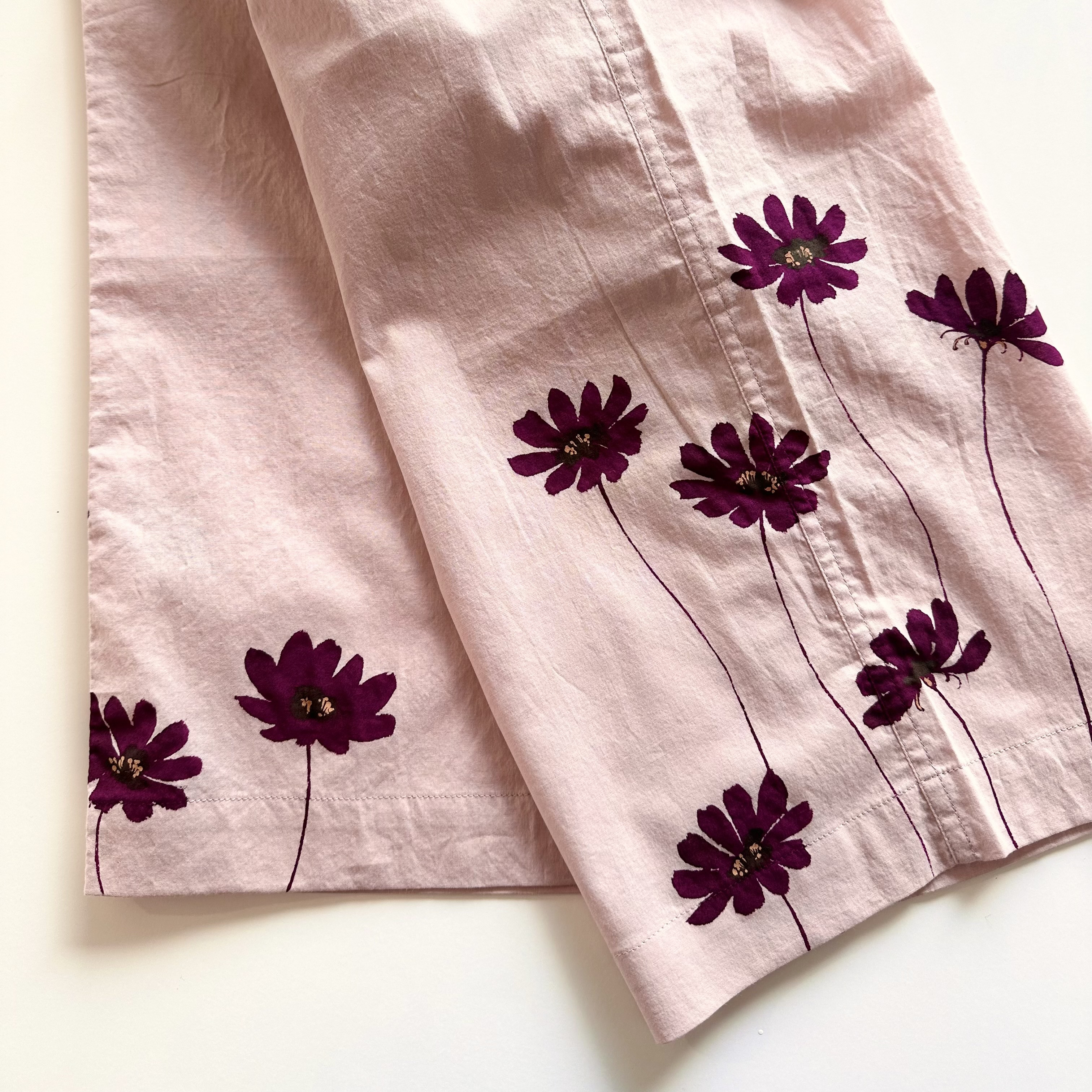 コットンパンツ・ウエスト調節可能・手描きチョコレートコスモス