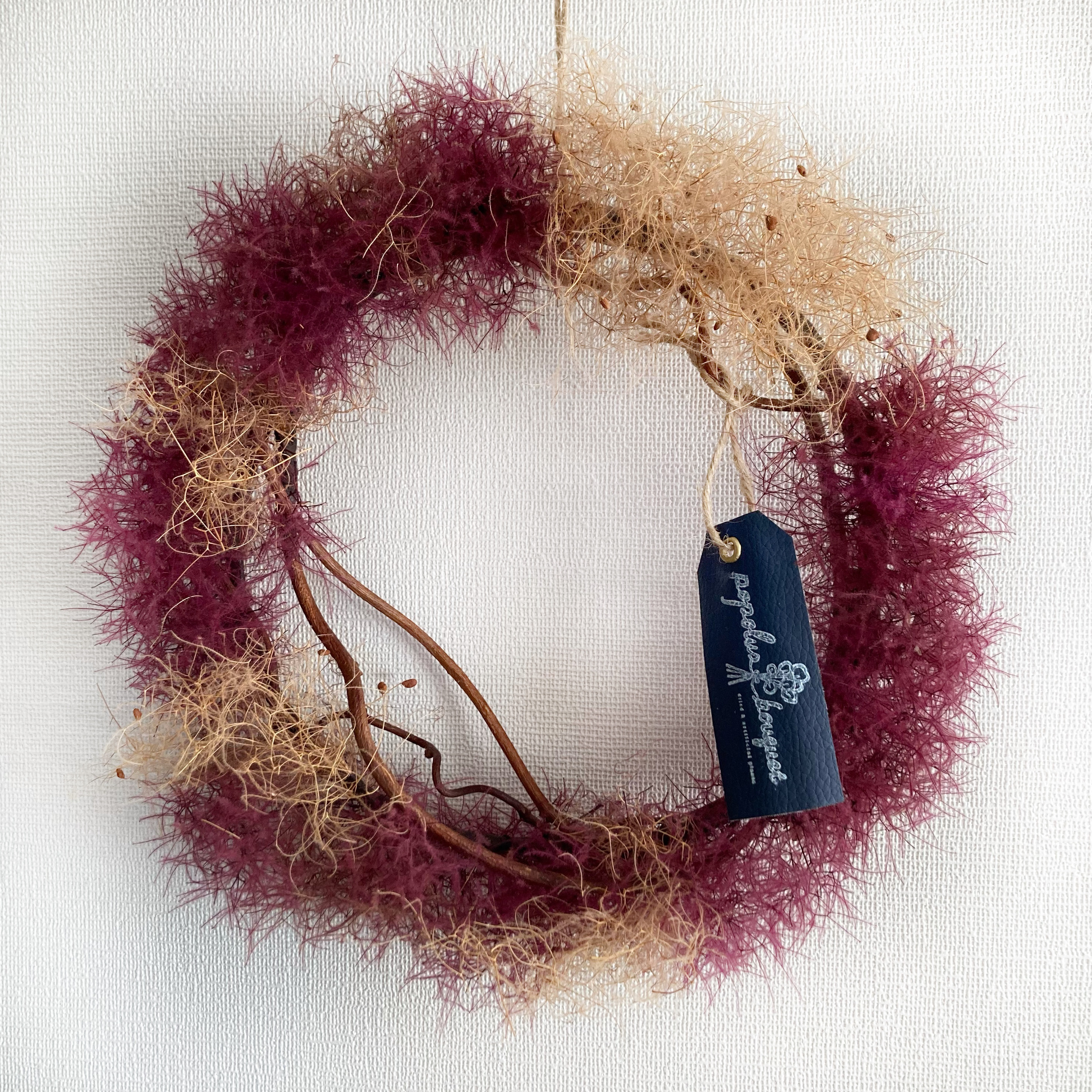 《送料無料》スモークツリーのドライフラワーリース・贈り物・おウチ用に