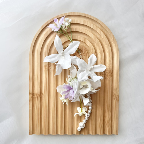 完成品】 ear cuff 白x淡い色のフラワーイヤーカフ イヤーカフ fleur