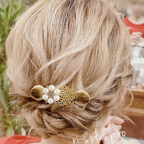 お上品ヘアクリップ ☆*. ゚透かしゴールド × importパーツ お上品ヘアクリップ ☆*. ゚透かしゴールド × importパーツ