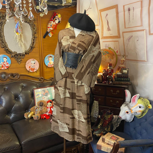 和洋折衷 長襦袢 ワンピース ドレス レトロ 古着 ユニセックス 着物 和