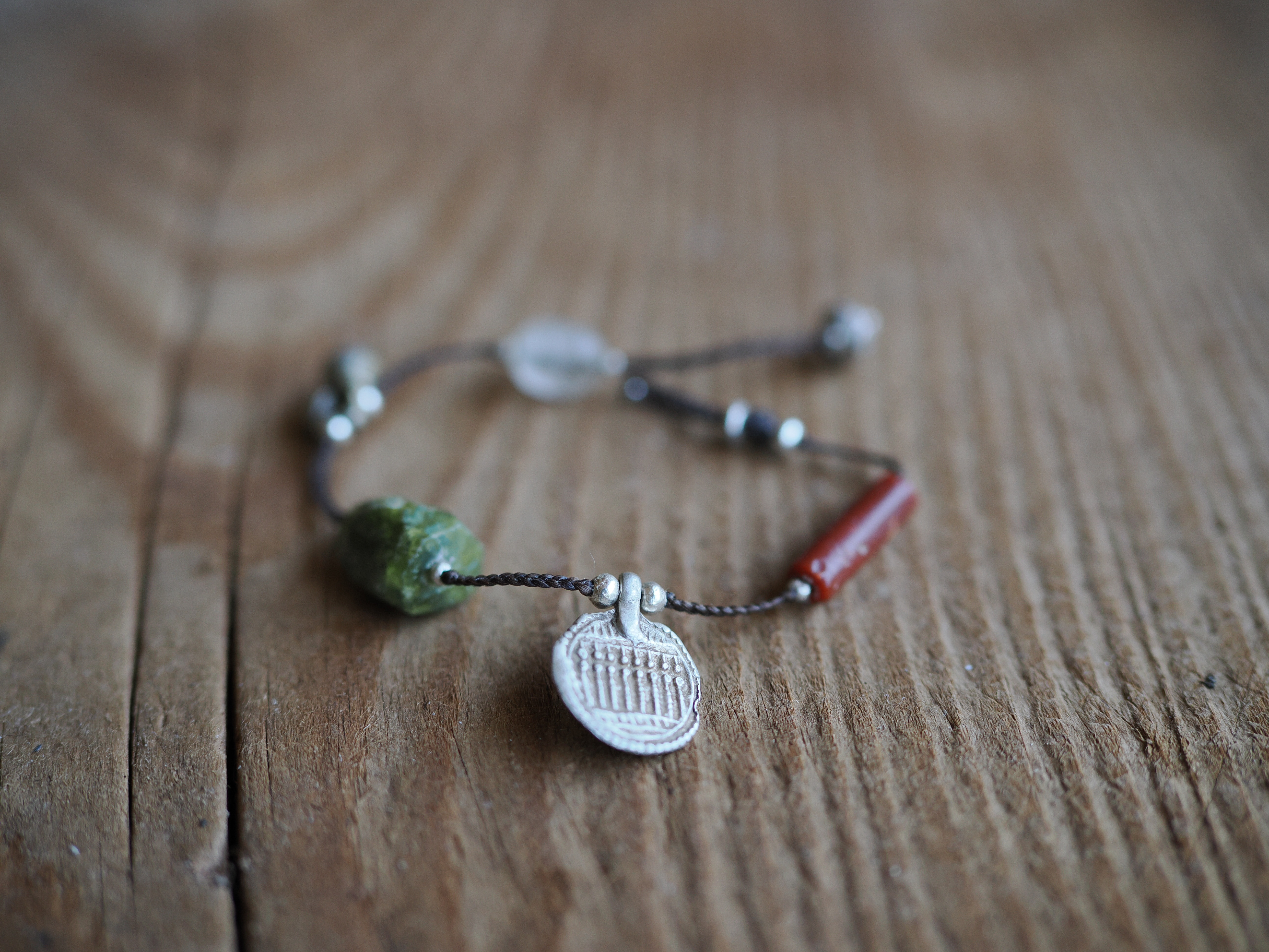 -Afgan silver・stone beads Assort- code bracelet