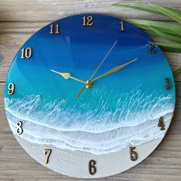 海の掛け時計 壁掛け時計 海レジン ✿海と波の掛け時計✿
