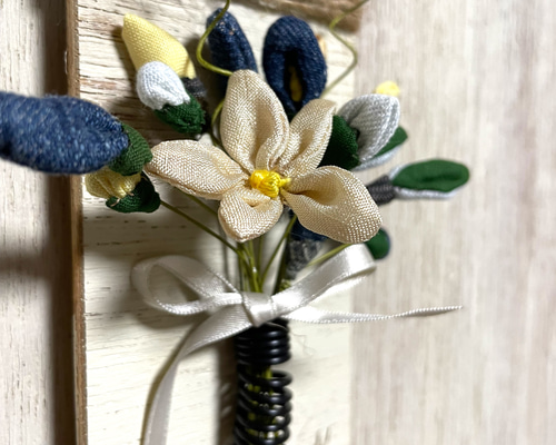 布花作品♡アレンジ 枯れない縫製布花 デニム・フラワーアレンジメントキット アート