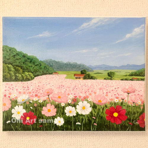 白昼のコスモス】アクリル画 F3 風景画 絵画 原画 花の絵 - メルカリ
