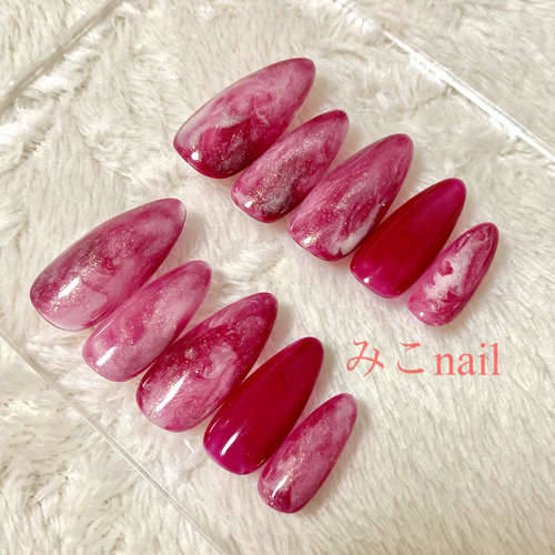 送料無料】ネイルチップ(No.51) ニュアンスネイル ピンクネイル 赤