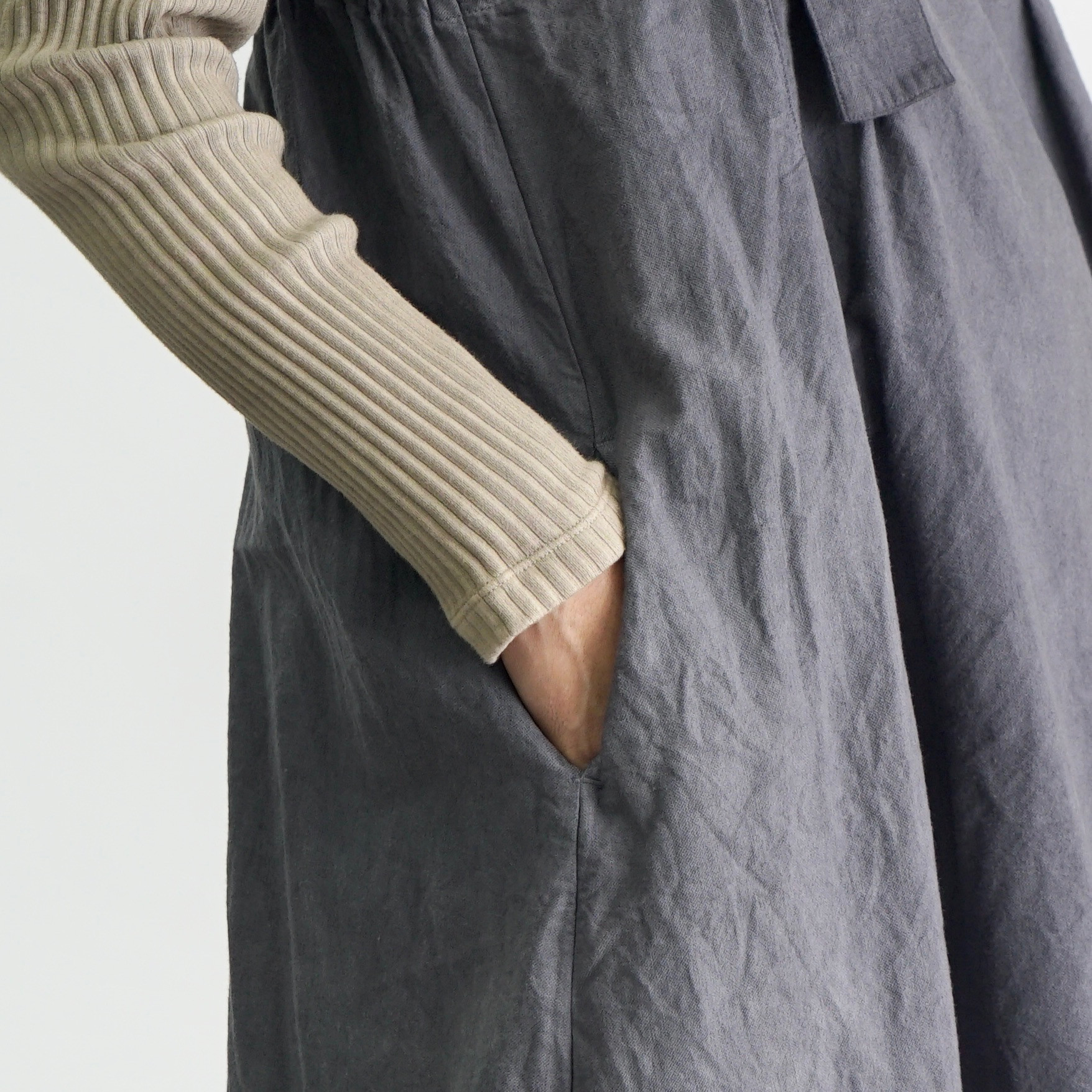 サロペットスカート/グレー/三河織物 サロペットスカート/グレー/三河織物