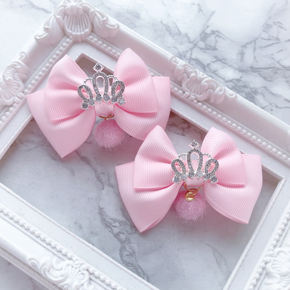 量産型 ヘアクリップ 2個セット フェイクファー クラウン ヘアピン