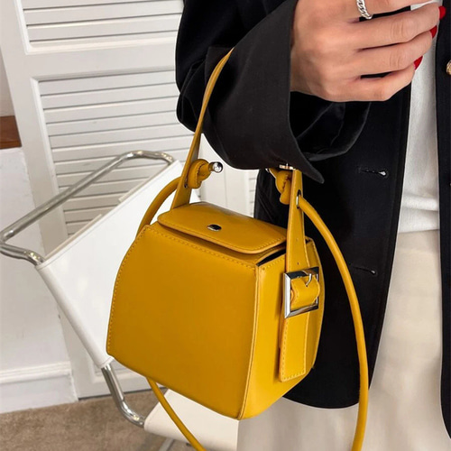 ミニグレー蛇柄 キューブ型クロスボディバッグ ハンドバッグ 幸せ001