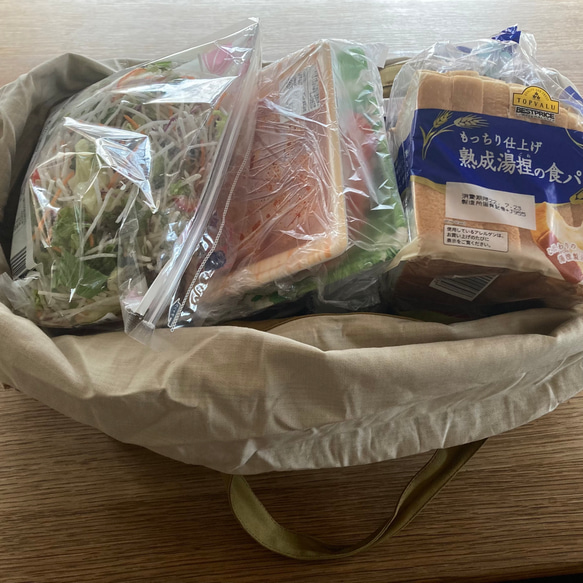 大容量の帆布バッグ【サンドイエロー】キャンプの調理道具入れにおすすめ！　 10枚目の画像
