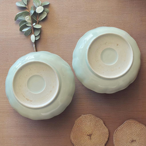 伊万里染付山水膾皿 2枚組 鉄釉縁取り 手描き山水図 国内残留品 お椀