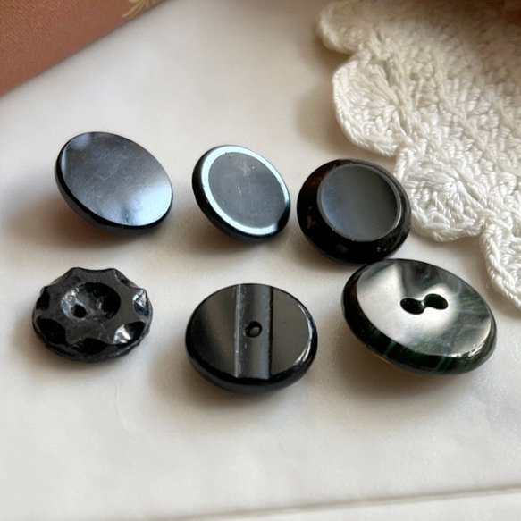 送料無料】6個 1900年前半 チェコ ガラスボタン アソート アンティーク