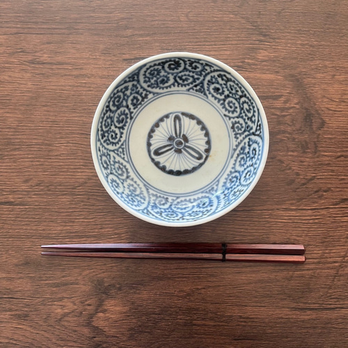 古伊万里染付蛸唐草紋様膾皿5枚組 角福印／無傷完品 お椀・ボウル・鉢