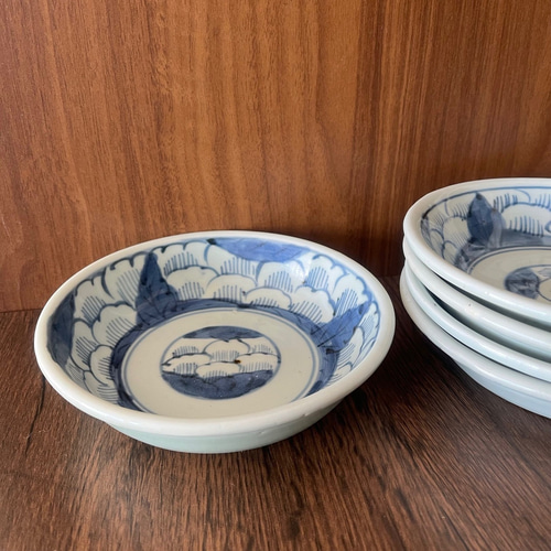 伊万里染付花紋なます皿 5枚組 お椀・ボウル・鉢 antique art nozomi