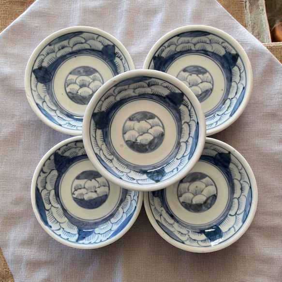 高い品質 5枚組 伊万里染付花紋なます皿 お椀・ボウル・鉢 art antique 工芸品