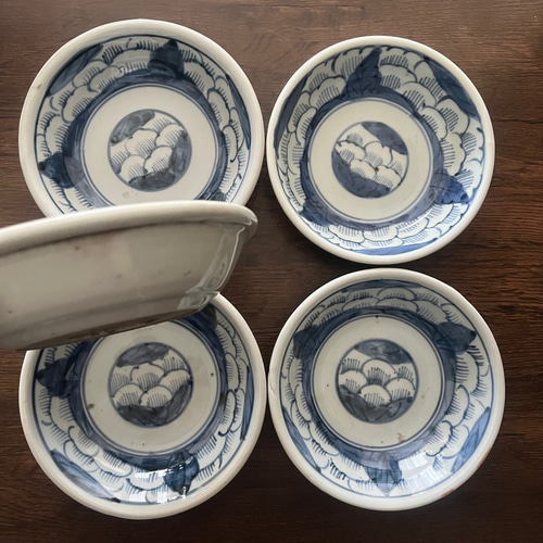 伊万里染付花紋なます皿 5枚組 お椀・ボウル・鉢 antique art nozomi