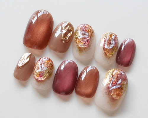 秋の果実ニュアンスネイル◇ネイルチップ【aki-No.19】 ネイルチップ