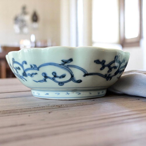 伊万里染付微塵花唐草紋様成化年製なます皿 5枚組 お椀・ボウル・鉢