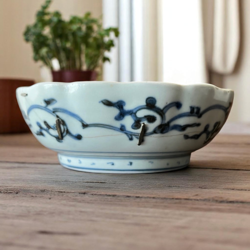 伊万里染付微塵花唐草紋様成化年製なます皿 5枚組 お椀・ボウル・鉢