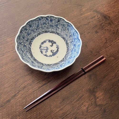 伊万里染付微塵花唐草紋様成化年製なます皿 5枚組 お椀・ボウル・鉢