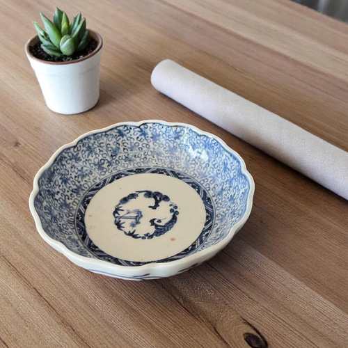 伊万里染付微塵花唐草紋様成化年製なます皿 5枚組 お椀・ボウル・鉢