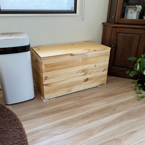 ベンチ型収納ボックス (木製) ／ 塗装色・ナチュラルブラウン