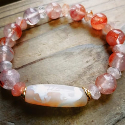 ◇白瑪瑙騎龍観音天珠＆シトリンのブレスレット⁡ 9000円（送料無料