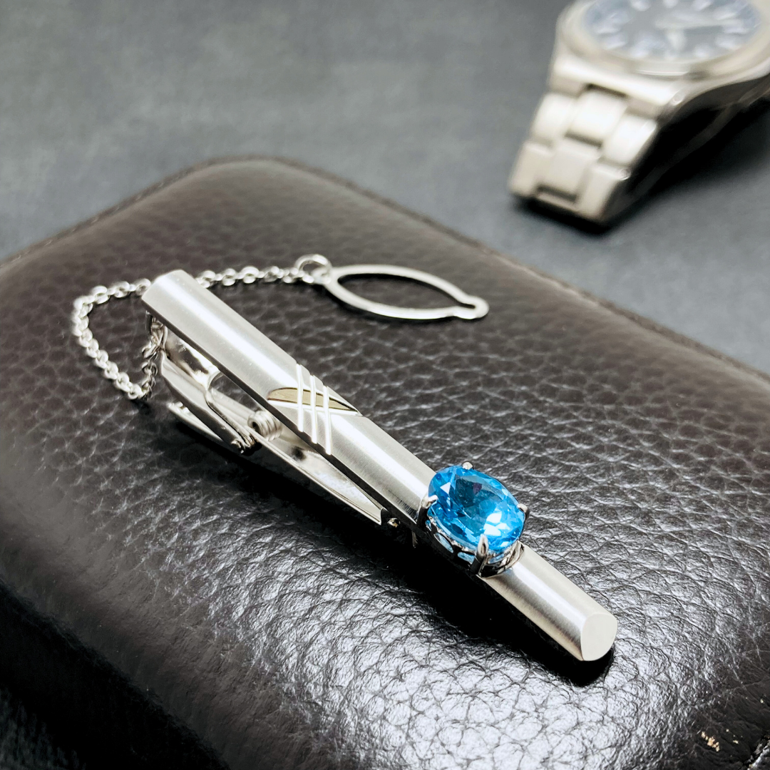 ブルー　ネクタイピン　タイピン　タイバー バーバリー　SV925