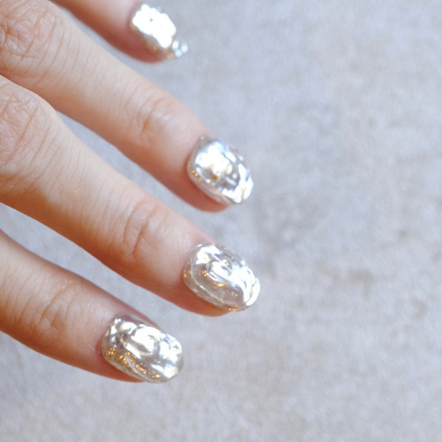 moonlight & sandy beach | ネイルチップ ミラーネイル シルバー  