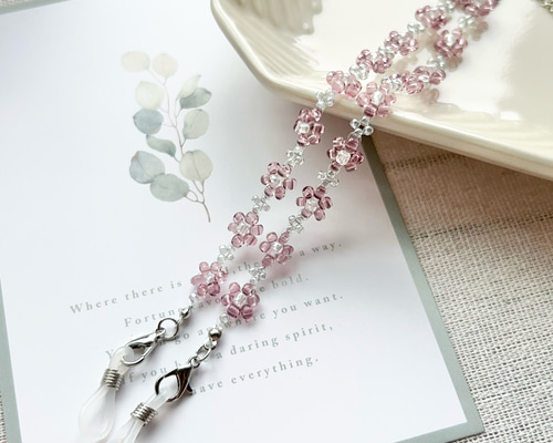 ♪❤️ 花　ガラスビーズ　しずく　マスク　マスクチェーン　メガネチェーン メガネチェーン マスクストラップ メガネストラップ マスク