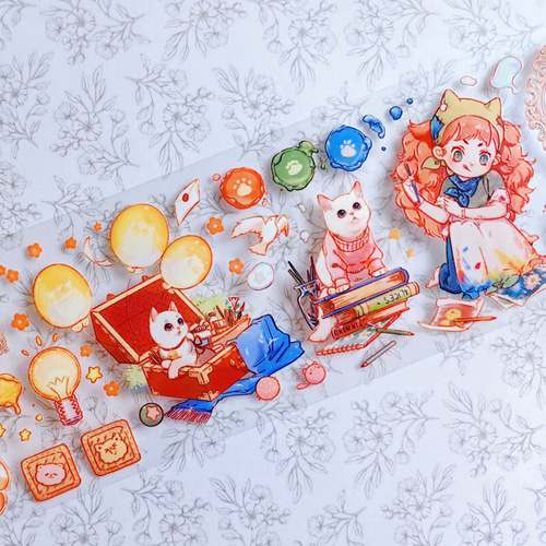 eu 新作 kawaii PETテープ 5種 マステ シール 楽天市場】マスキングテープ 透明 女の子 英字 コラージュシール