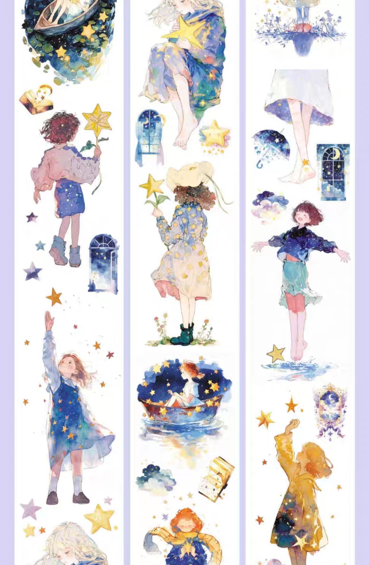 J1389＃弦月星尘(贝壳光)Shine切り売り海外人物マステ女の子 【公式通販】