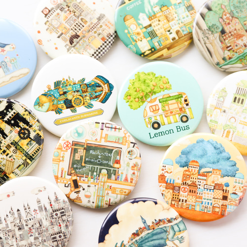 缶バッジ3つ】（A）空想街缶バッジ ランダム3点セット その他雑貨 空想